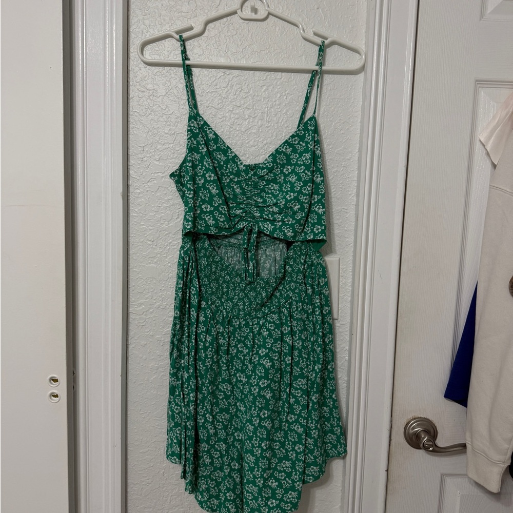 Green Floral Spaghetti Strap Romper
